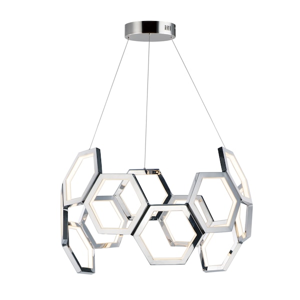 Et2 Polygon 1-Light 30" Wide Polished Chrome Pendant Light E24893-PC - main